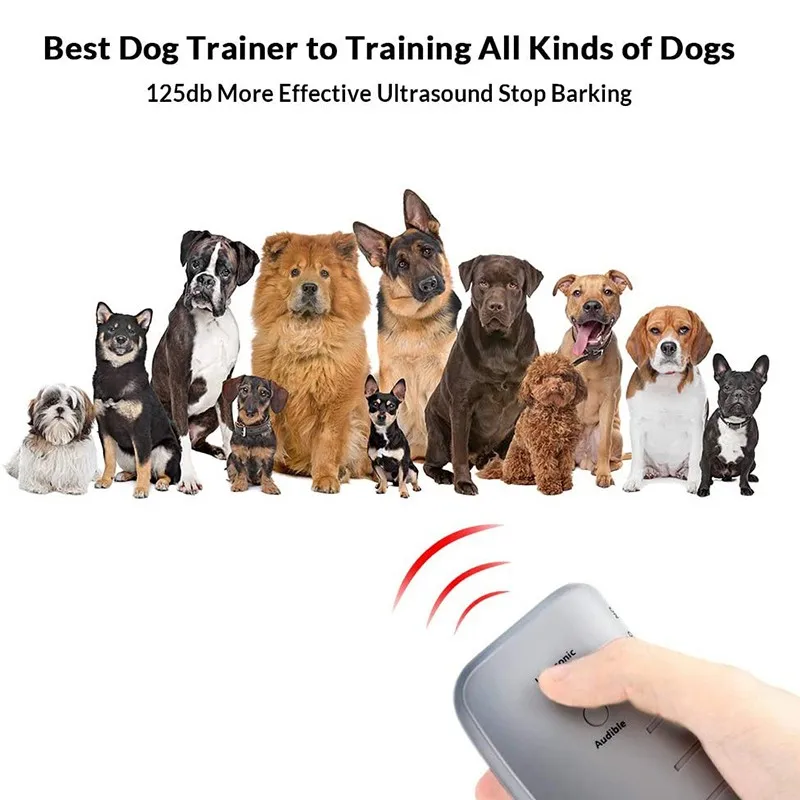 

Strengthen Pet Dog Training equipment Ultrasound Propeller 3 in 1 Control Trainer Device Anti Barking Stop Bark Deterrents