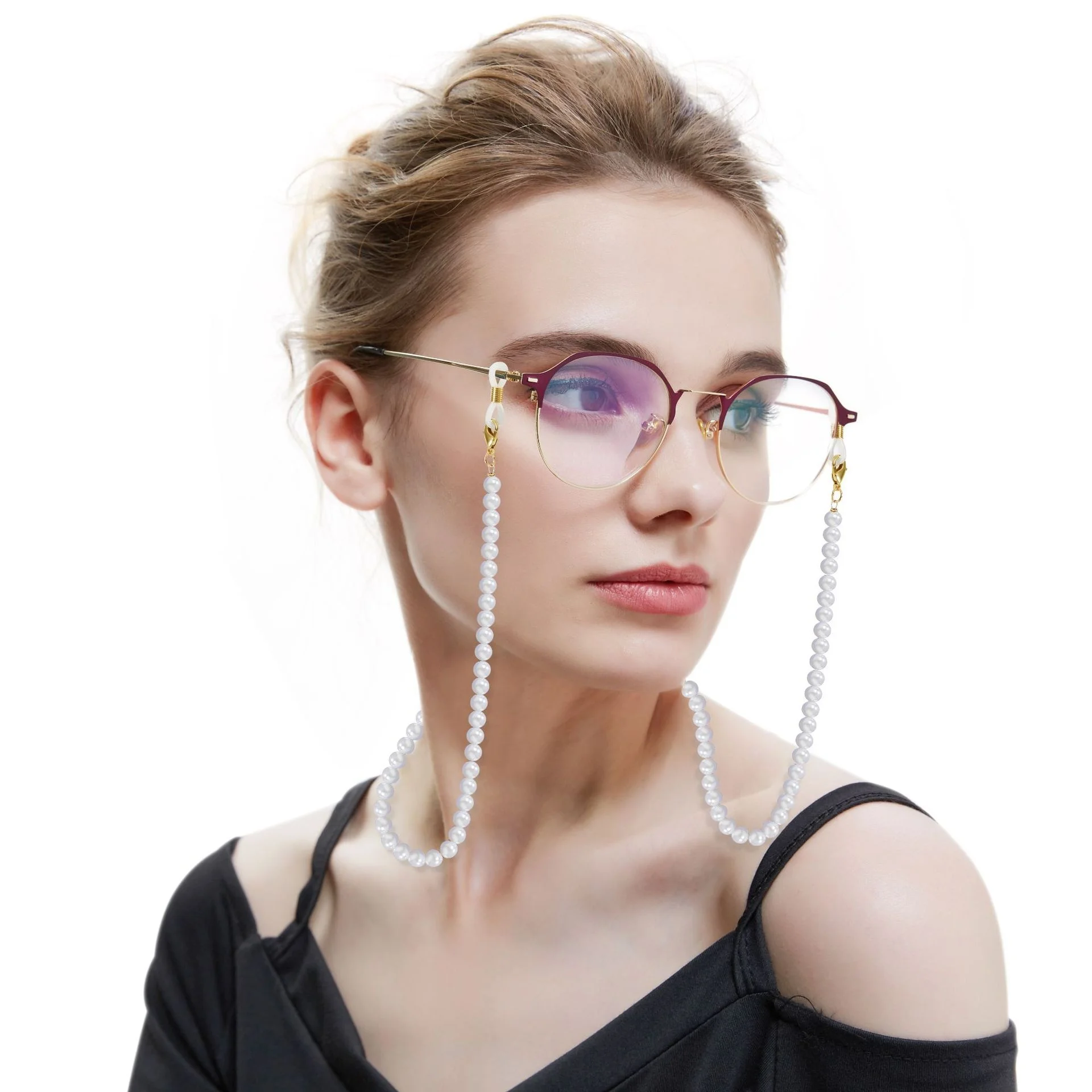

Imitation Pearls Fashion Glasses Chain Wearing Neck Holding Sunglasses Cord Drawstring Cord Reading Glasses Holder Accessories