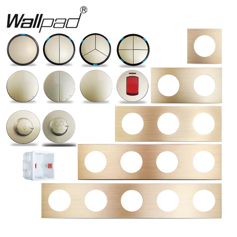 Wallpad L6 золотой алюминиевый светодиодный настенный выключатель 1 2 3 4 банды