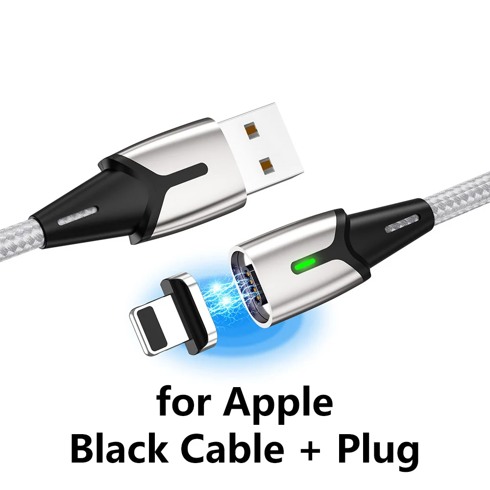 Silver Apple Магнитный зарядный кабель Micro Usb MANTIS 3m 2m 1m для Iphone samsung светодиодный магнитный кабель синхронизации данных 3A кабель быстрой зарядки type C - Цвет: Silver Apple