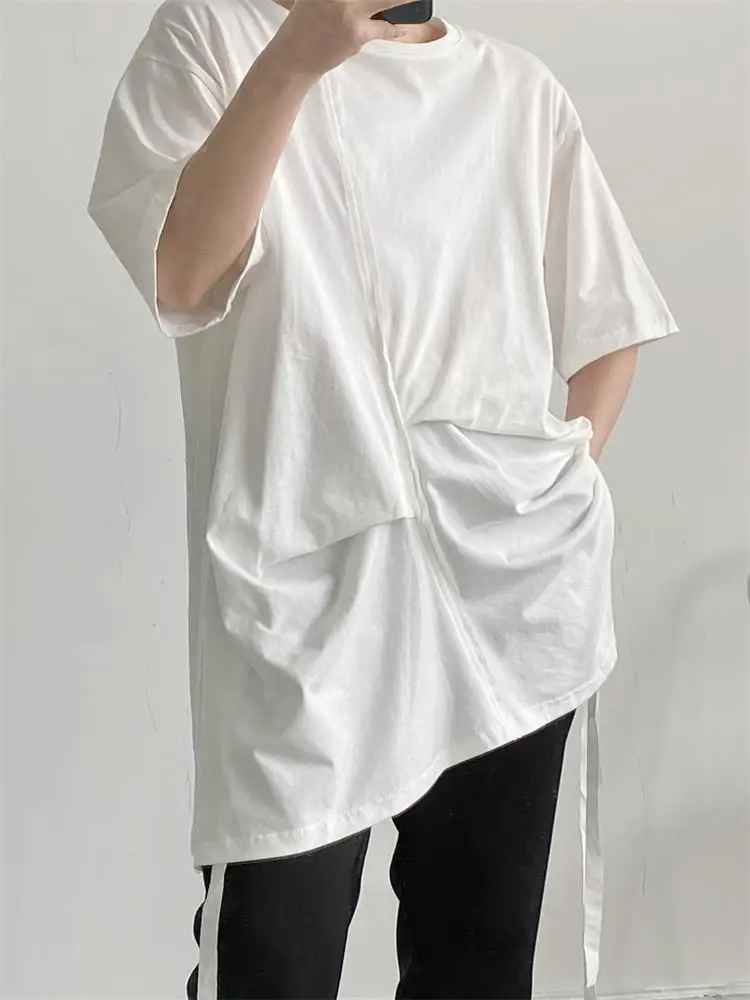 

Men's Large Summer Three-dimensional Cutting Asymmetric Design Loose Short Sleeve T-shirt Fashion Japanese Ins Personalized T-sh