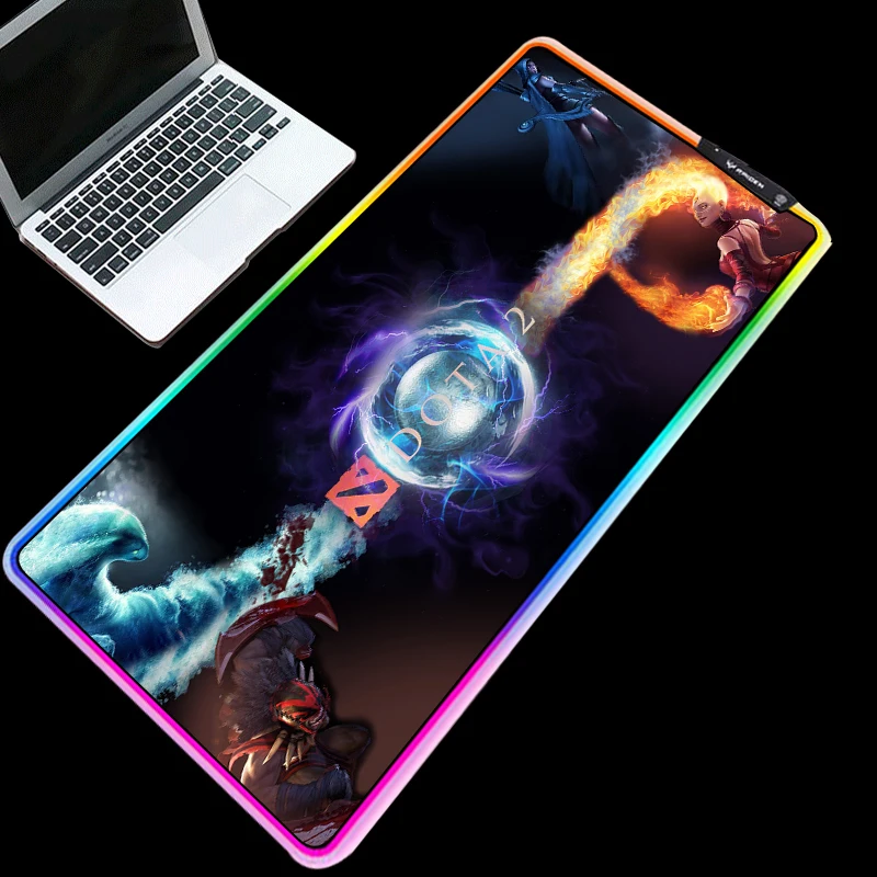 Yuzuoan 900X400 XXL коврик для мыши RGB игровой плеер Dota2 логотип светодиодный запирающийся