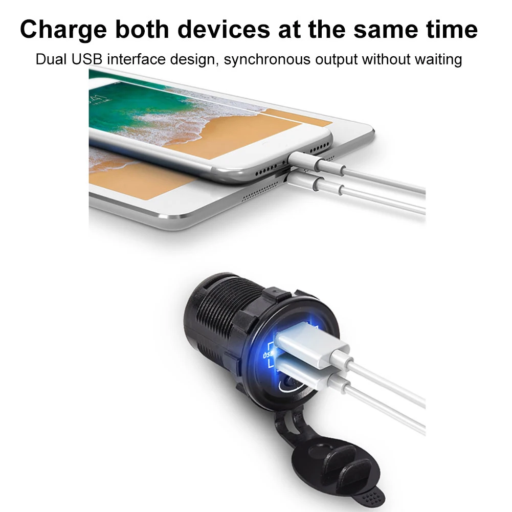 

Universal DC 12V-24V Car Cigaretter Lighter Socket Dual USB Car Charger Adapter 4.2A For Phone MP3 DVR Car Accessories