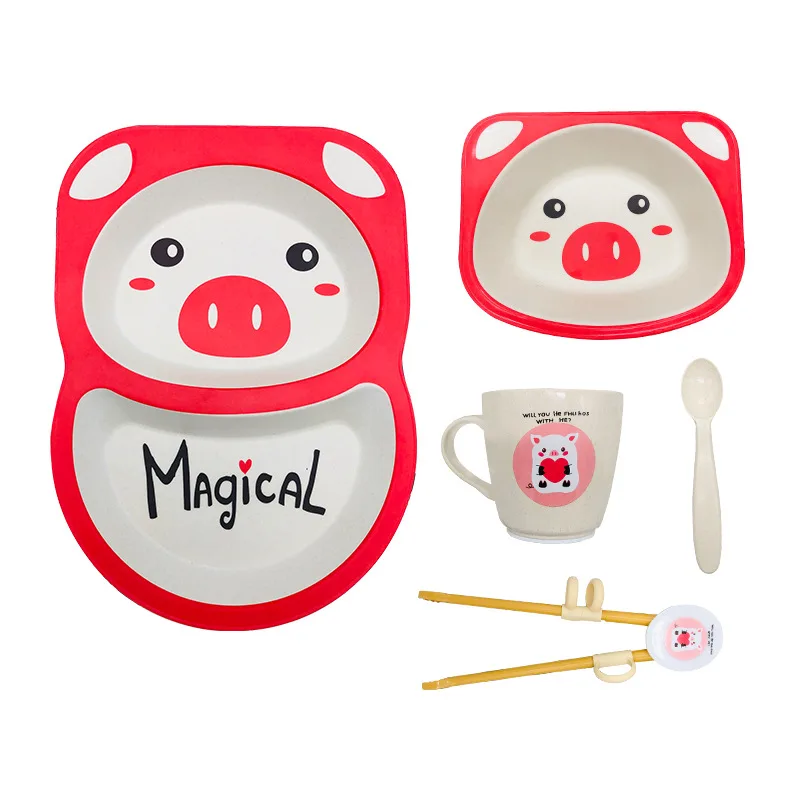 Детская посуда из натурального бамбукового волокна 5 шт. для детей Мультяшные