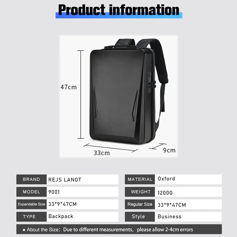 rejs langt anti theft backpack with charging 17 3 inch laptop backpack men fashion hard shell school bag business travel mochila free global shipping