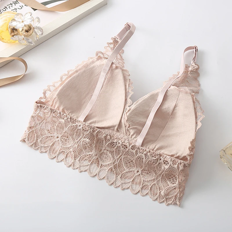 

CINOON Women'S Underwear Top Bra Sexy Lingerie French Lace Padded Seamless Bralette Wire Free Breathable Bras For Women