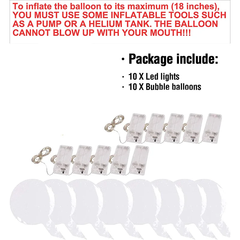 Прозрачные рождественские светодиодные светящиеся воздушные шары Bobo 10 упаковок