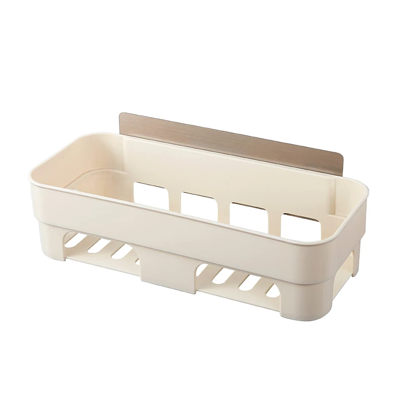 Beige Пробивка полка для ванной настенный туалет присоска для хранения стока lw038233 - Цвет: Beige