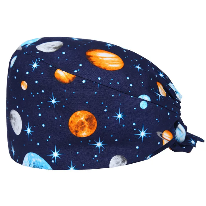 Scrub Cap 6 Темно-синяя космическая ракета, Мужская медицинская шапка с принтом, шапка для стоматолога, для работы в клинике, хирургические головные уборы, кепка для кормления, ультра мягкая, дешевая распродажа - Цвет: Scrub Cap 6