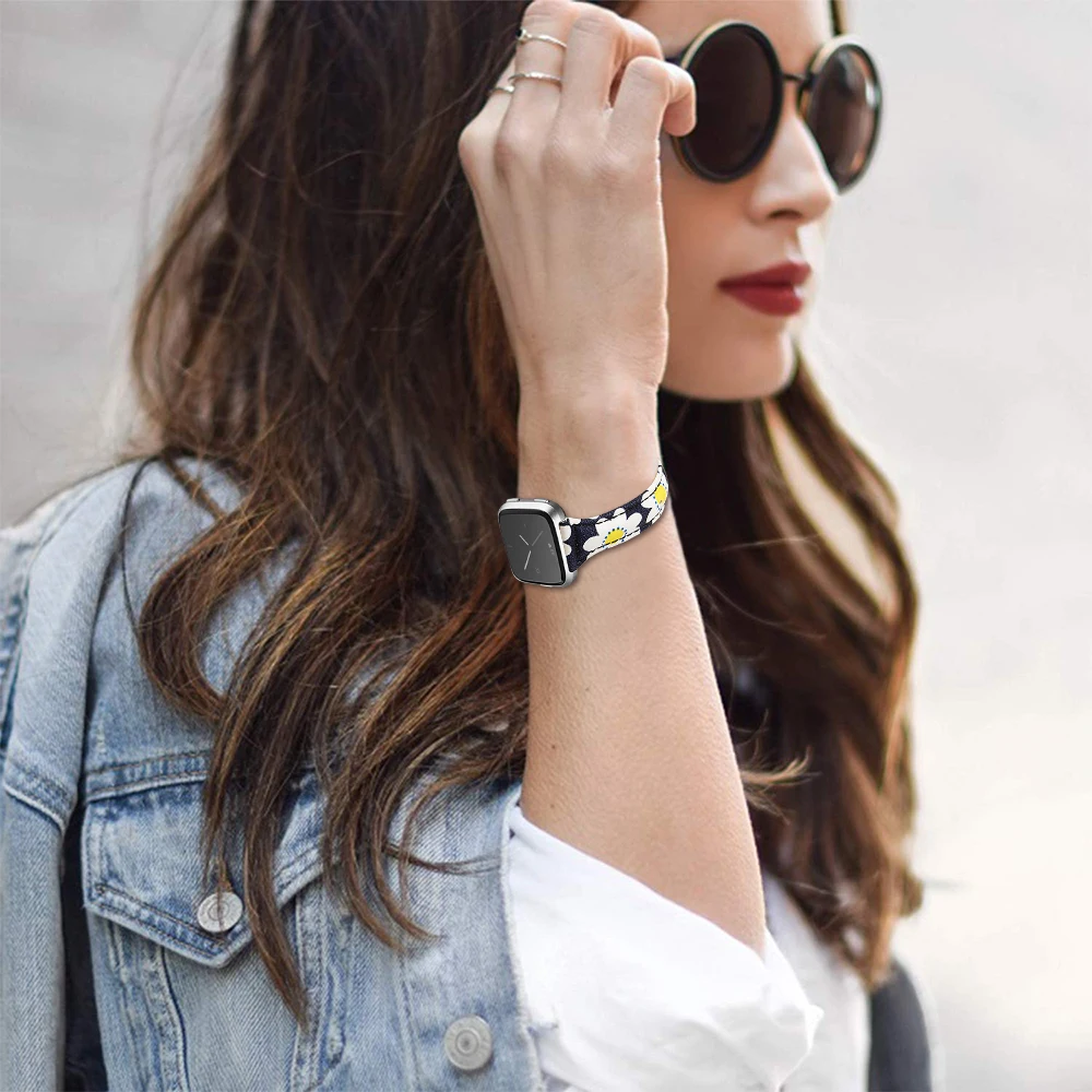 

Oulucci leather Printed For Fitbit versa strap Bracelet Flower Replacement Accessories Wristbands Straps for fitbit versa band