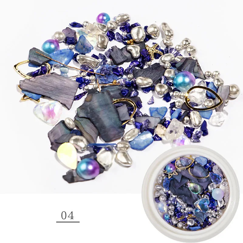 6pcs / set Nail Art Pearl Shell Jewelry Gradient Two-tone Shell Piece Natural Ultra-thin Shell Nail Art Decoration Metal Sequin