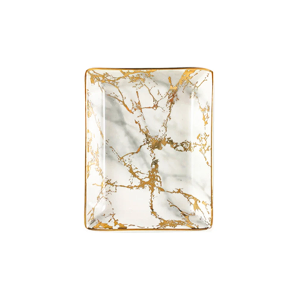 Rectangular Kitchen Ceramic Storage Tray Nordic Style Fruit Plate Decoration Jewelry Display Marble Pattern Desktop Organizer | Дом и сад