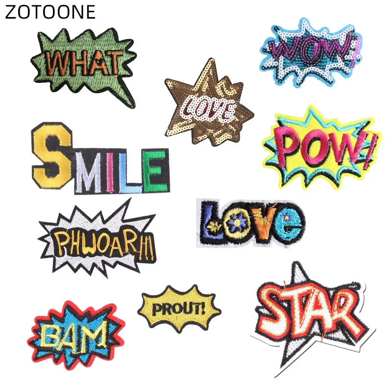 

ZOTOONE Sew on Letter Patch Heat Transfer Iron on Badge for Clothes Jeans DIY Embroidered Sequins Patches for Kids Applique G