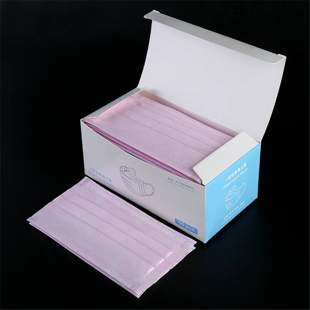 

50pcs High Quality Non Woven Disposable Face Mask 3 Layers Anti-Dust Face Masks Ear loop Mouth Mask Fast Delivery Dropshipping 4
