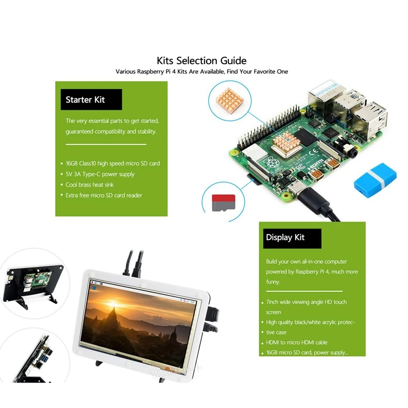 Waveshare для Raspberry Pi 4 Модель B набор датчиков включает в себя PI4 4GB ARPI600 плата адаптера