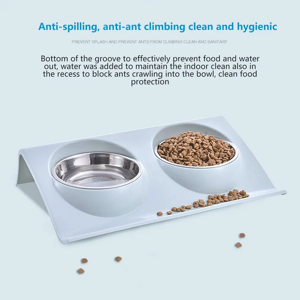 2021 двойная миска для собак и кошек кормушка домашних животных из нержавеющей