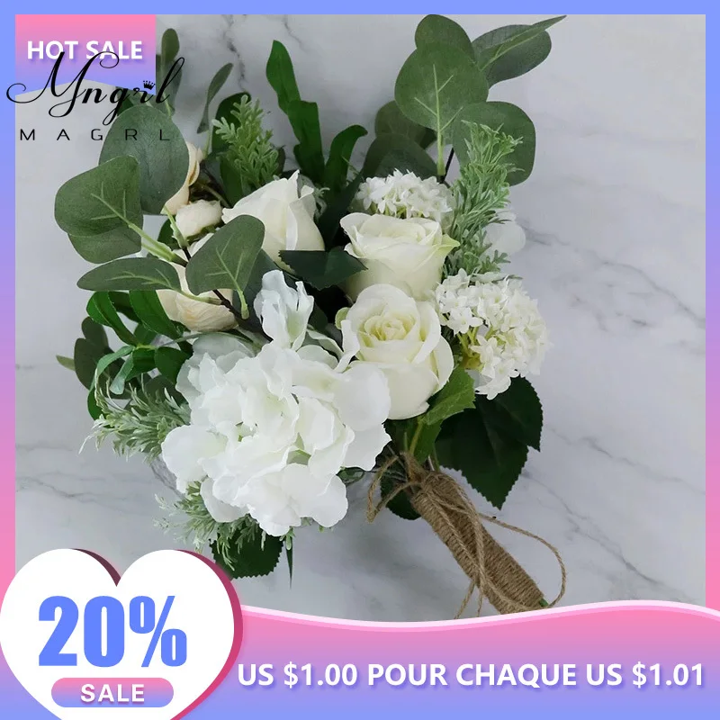 

Свадебные аксессуары MNGRL, искусственный эвкалипт, 28 см * 45 см, 500 г, роскошный и красивый белый букет