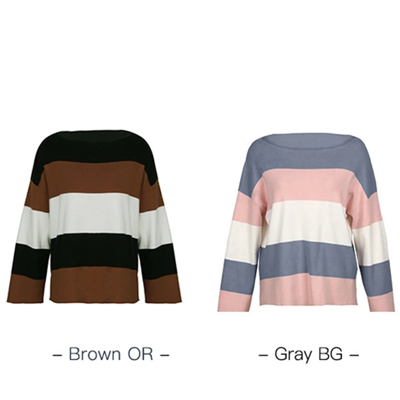 

Foridol knitted pullover sweater female vintage striped print sweater jumper autumn winter tops casual cozy sweater 2020