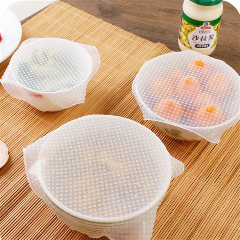 Силиконовая крышка 4 шт./компл. многоразовые силиконовые растягивающиеся крышки