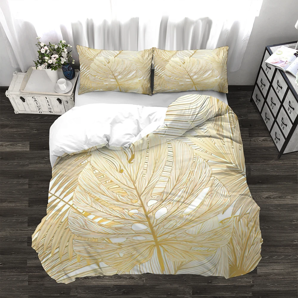 

Customizable Maple Leaf Art Design 3pcs Duvet Cover Set Durable Modern Tropical Bedding Set AU US UK Size Comforter Cover