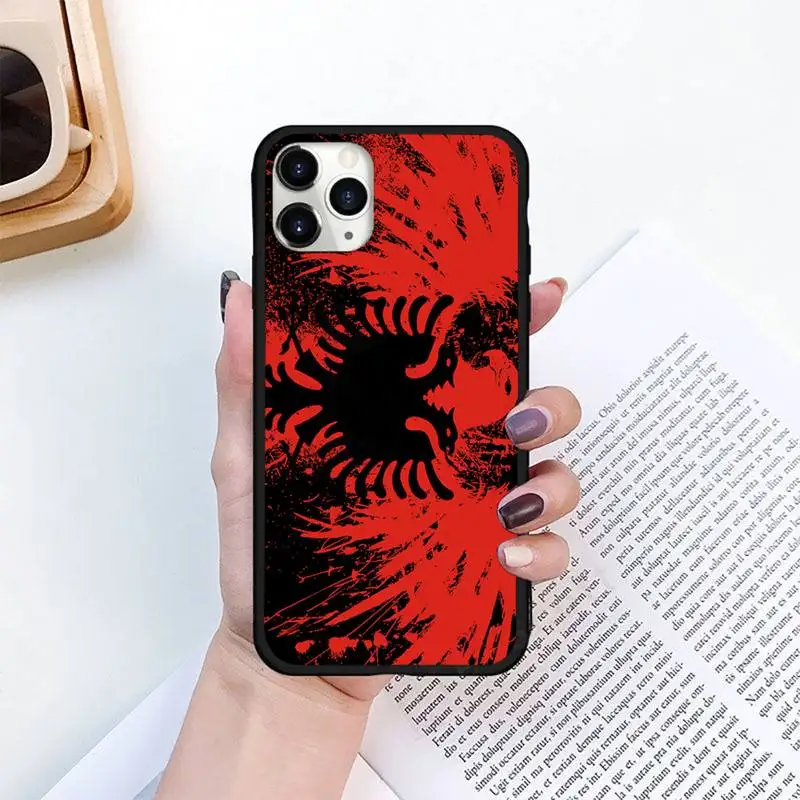

Albania flag Two head eagle red black Phone Case for iPhone 11 12 pro XS MAX 8 7 6 6S Plus X 5S SE 2020 XR mini