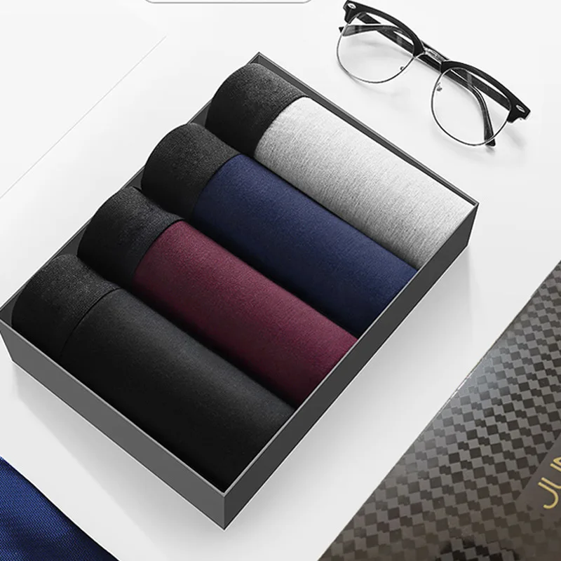 Мужские трусы-боксеры удобные дышащие 4 шт./лот | Мужская одежда