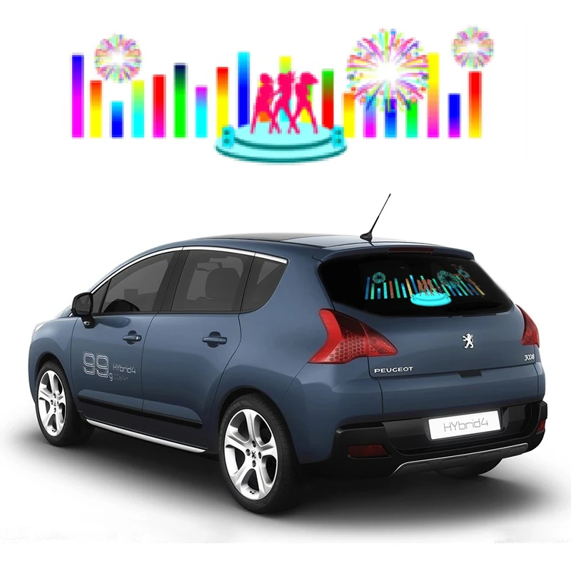 

LED Car Windshield Sound Activated Equalizer Car Neon EL Light Music Rhythm Flash Lamp Sticker Styling With Control Box
