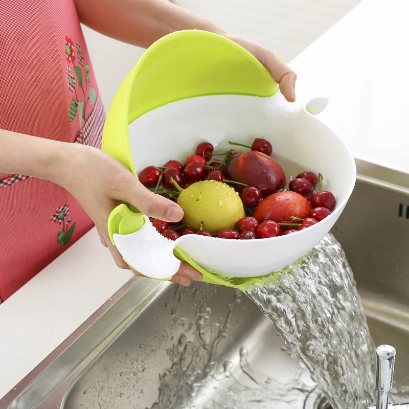 Hot Sale New 1x Multi-function Rotary Drain Basket Plastic Round Double Creative Fruit Kitchen Bowl | Дом и сад