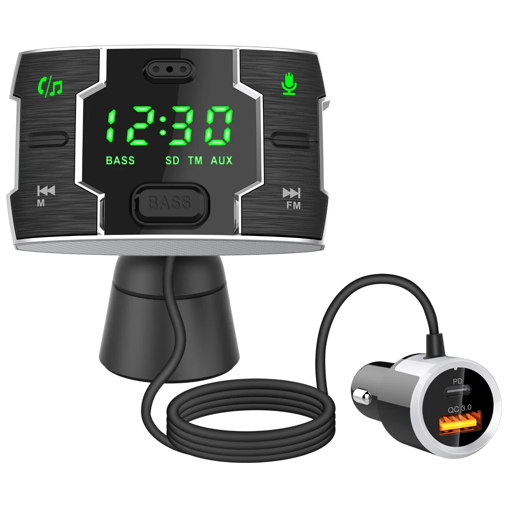 

Car FM Transmitter Bluetooth-compatible 5.0 Dual USB QC3.0 PD Car Charger AUX Handsfree Wireless Auto MP3 Calling Music Player