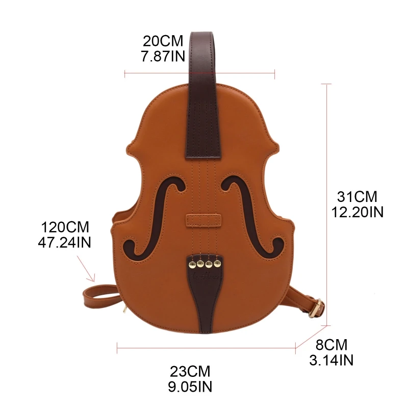 

Women Backpack PU Leather School Bookbag Fashion Daypack Rucksack Handbag for Teenager Girls Violin Shape Design 2020 New