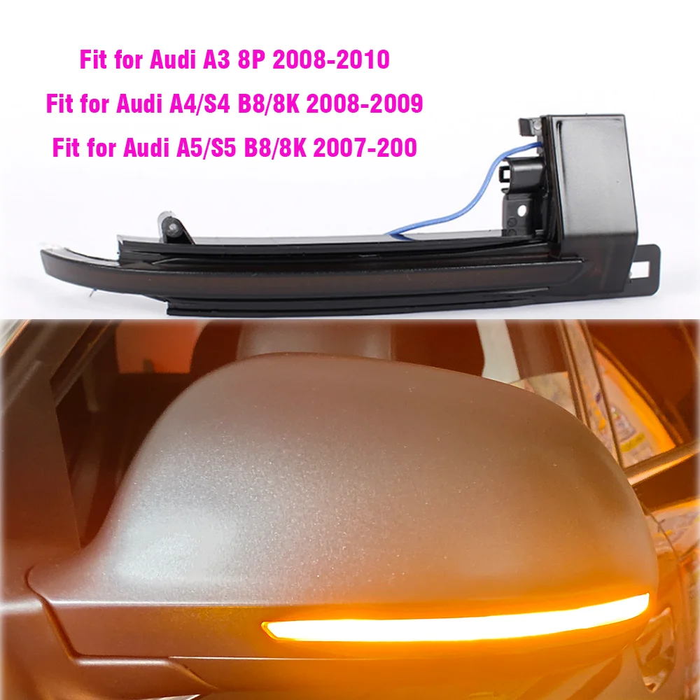

For Audi A4 A5 S4 S5 B8 A3 8P Dynamic Scroll LED Turn Signal Light Sequential Rearview Mirror Indicator Blinker Light