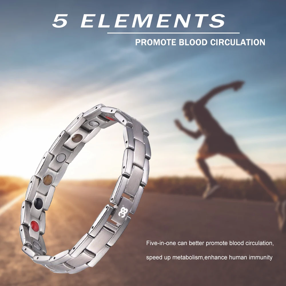 New Fashion 316L stainless steel silver Health Magnetic therapy Alleviate fatigue Bracelet For Men Lady Hologram Energy | Украшения и