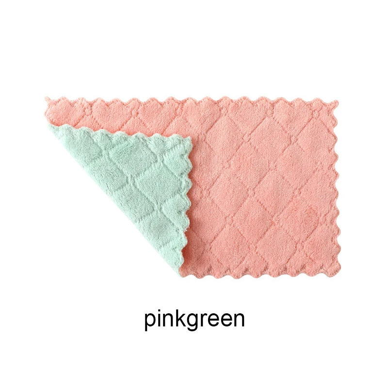 pinkgreen Супер впитывающее кухонное тряпка двухсторонняя двух-Цвет кухонные моющие средства масла с антипригарным покрытием посуда вытирая инструменты - Цвет: pinkgreen