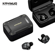 KAYINUO 9D стерео TWS Bluetooth наушники 5,0 Водонепроницаемая гарнитура с шумоподавителем Беспроводные спортивные наушники с микрофоном зарядным чехлом