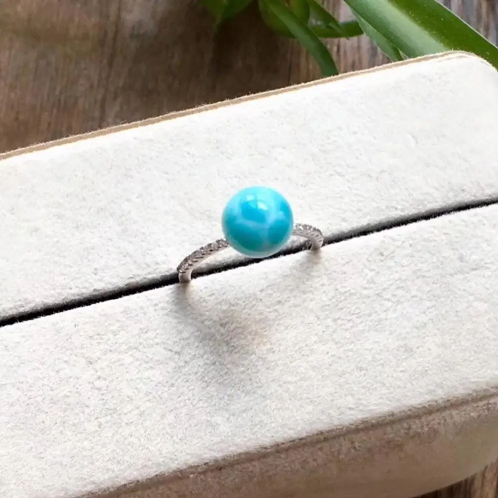 Натуральный Синий Larimar для женщин и мужчин регулируемое кольцо AAAAA серебро 925