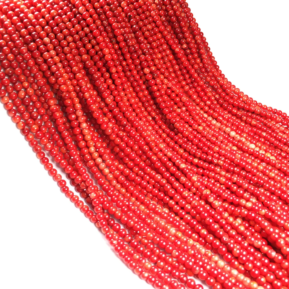

Natural Red Coral Bead Accessories Real Polished Round Coral Loose Beads Charms for Women Jewelry Making Necklace Bracelet Gift