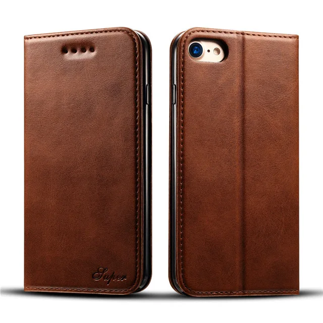 Brown 026 Роскошный кожаный чехол для iPhone 6, 6 S, 7, 8 Plus, флип-кошелек, слот для кредитных карт, чехол для iPhone X, XS, Max, XR, 11 Pro, Max, чехол s - Цвет: Brown 026