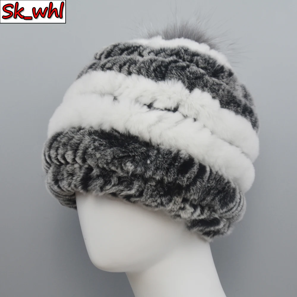 

Russia Winter Warm Real Fur Hat Women Knitted Real Rex Rabbit Fur Bomber Hats Lady Natural Warm 100% Genuine Rex Rabbit Fur Cap