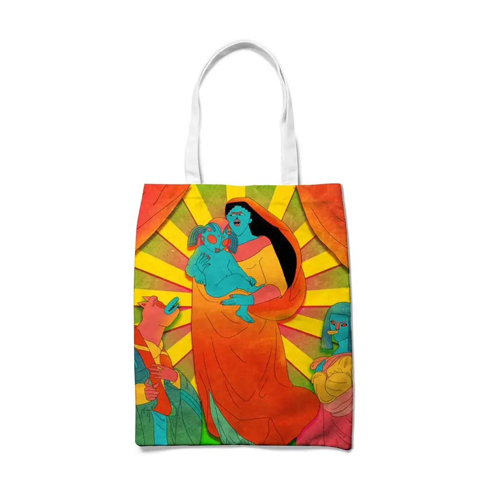 

Funny Pattern Women Canvas Tote Bag Eco Friendly Shopping Bag Foldable Cotton