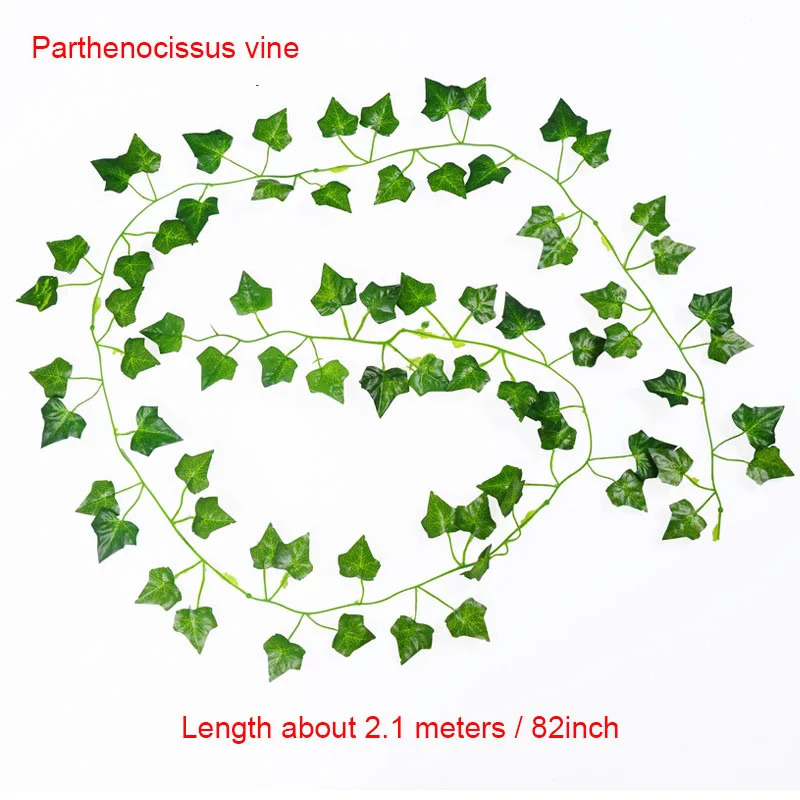 Parthenocissus vine 210 см/лот шелковые розы поддельные криперы зеленый лист плюща лоза для дома свадьбы Decora оптом diy Висячие гирлянды искусственные цветы - Цвет: Parthenocissus vine
