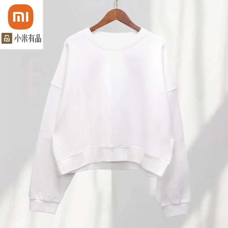

xiaomi youpin casual short sweater 100% cotton loose round neck sweater ladies one size sweater high quality