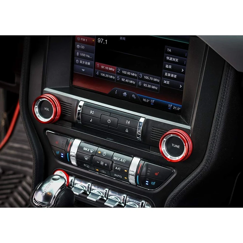 

Center Console Volume Tune Knob Cover Ring Trim Interior Accessories for Ford Mustang 2015-2019
