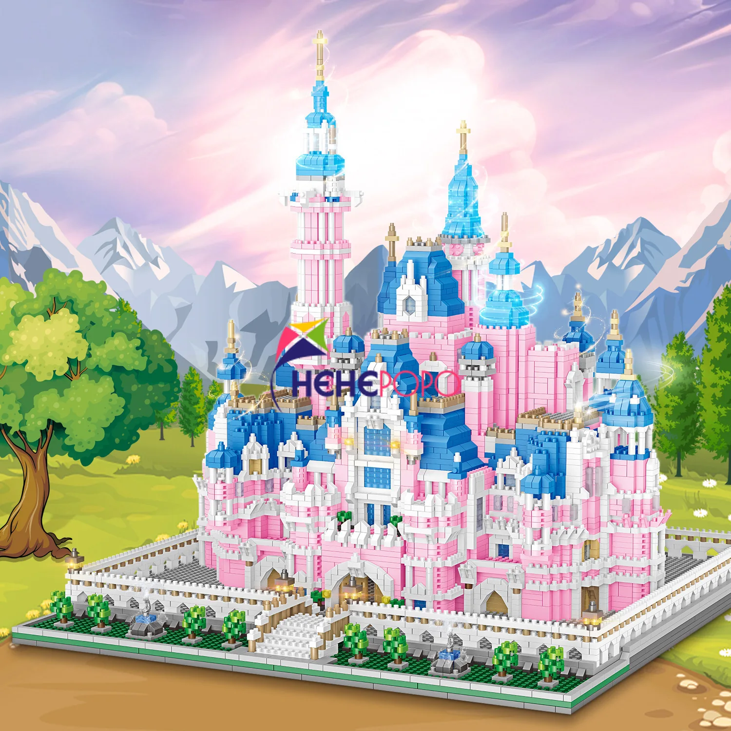 

Lezi 8025 г., мир архитектуры, мечта, сад, замок, парк развлечений, мини-алмазные блоки, кирпичи, строительные игрушки для детей, подарок, без короб...