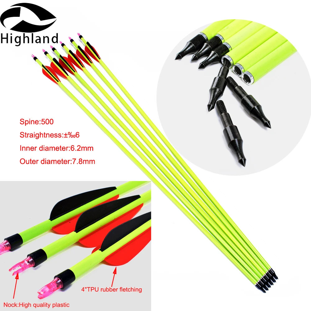

12PCS 30inch Archery Bow Arrows Shaft Spine 500 Carbon Arrow Bolts for 40-60Ibs Recurve Compound Bows Hunting