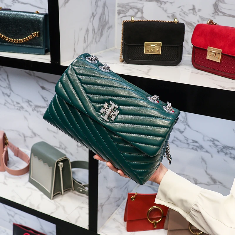 

2021 New Luxury Fashion Chain Shoulder Messenger Bags Diamond Lattice Small Square Bags Genuine Leather Women Purse and Handbags