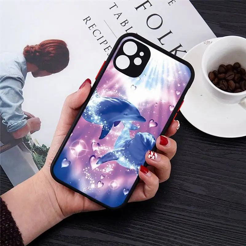 

Ocean Whale Shark Swimming Phone Case Transparent Matte for iPhone 7 8 11 12 s mini pro X XS XR MAX Plus cover funda