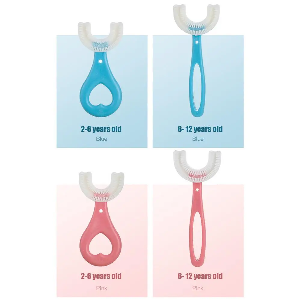Cepillo de dientes de silicona en forma de U para beb&eacute;s, 2-12 a&ntilde;os, limpieza y cuidado sencillo-4