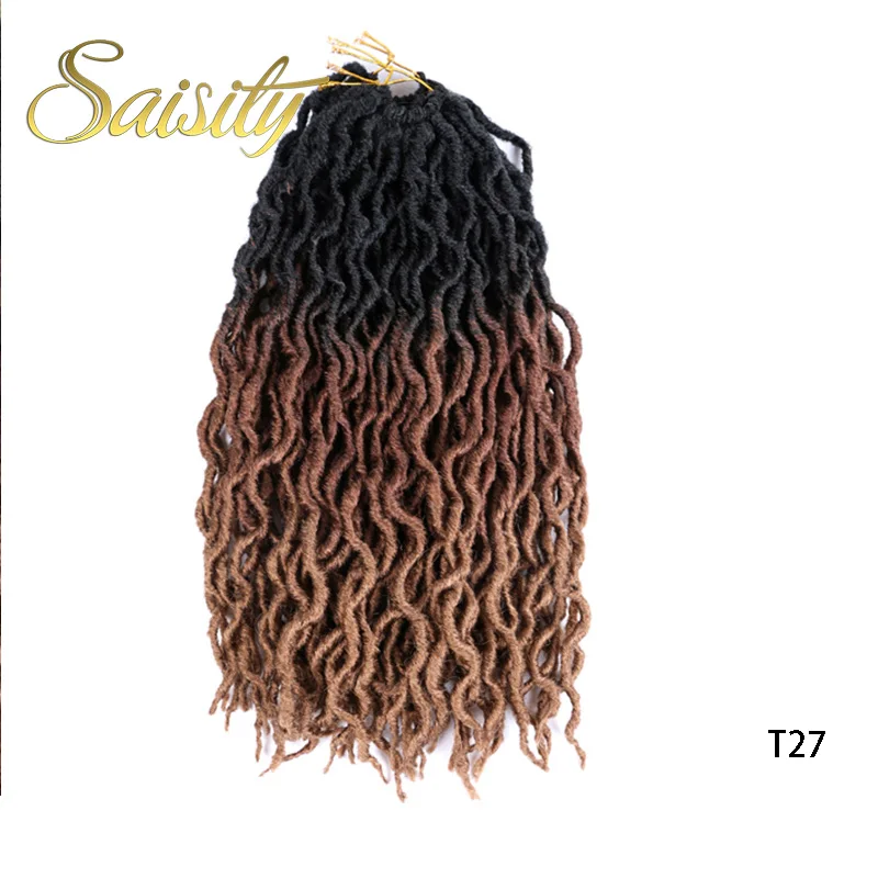 Синтетические Ombre Faux locs кудряшки для наращивания Saisity 18 дюймов вязанные крючком косички для наращивания волос 24 пряди - Цвет: T1B/27