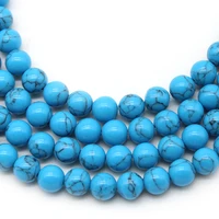 natural stone light blue turquoises beads round loose beads for jewelry making diy necklace bracelet 4 12mm strand 15