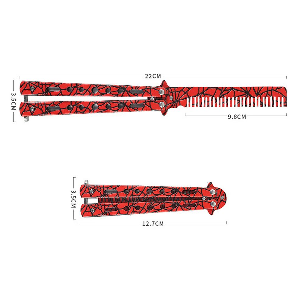 

Foldable Butterfly Knife Comb Stainless Steel Practice Training Comb Barber Hairdressing Beginner Practice Tool High Quality